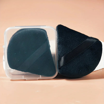 2/6Pcs Velour Puff & Fan Set w/Ergonomic Case | Hydrophilic Blenders for Cream/Powder | Multi-Color Travel Makeup Kit