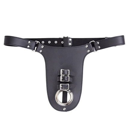 Leather Chastity Belt,Strapon Dildo Harness Underwear,Strap-on Anal Plug Butt Panties,Sex Toys For Women Men