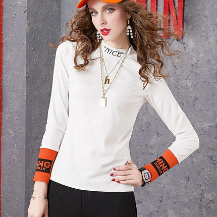 Autumn New Women's Long-sleeved T-shirt Half-high Collar Women's Top Woman clothing Female clothing