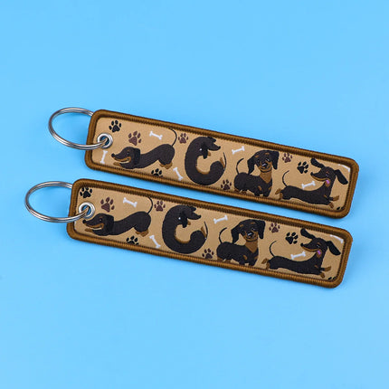 1Pcs Funny Dachshund Embroidered Keys Tag Keychains for Women Keyring Cute Dog Animal Car Keys Fashion Jewelry Accessories Gift