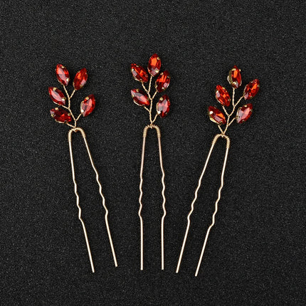 3PCS Bridal Wedding Hair Accessories Gold Color Leaf Hair Pins Clips for Women Jewelry Bride Headpiece Headwear Headdress Gifts