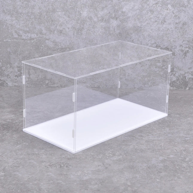 White Base Assembled Glue Free ClearAcrylic Display Case Box Dust Cover Storage for Art Decor Figure Toys L30-60 W30-60 H10-65cm