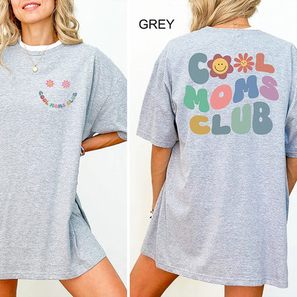 Cool Moms Club T Shirt for Women Summer Short Sleeve Tees Fashion Print Graphic Y2k Tops Mama Birthday Clothing Gift Outfit