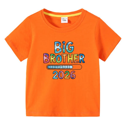 Children's T-shirts 2026 New Design Original Letter Kids Fasion Tops Big Brother Printed Boys Pure Cotton Tees Kids O-Neck Tops