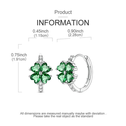 New in 925 Sterling Silver Lucky Clover Earrings for Women Girl Green Leaf Ear Studs Fine Jewelry Fashion Luxury Anniversary