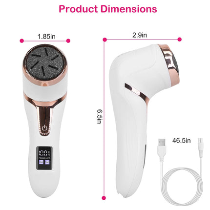 17Pcs Rechargeable Electric Foot Callus Remover With Vacuum 3 Grinding Heads 2 Speeds Dead Skin Pedicure Foot Care Tool