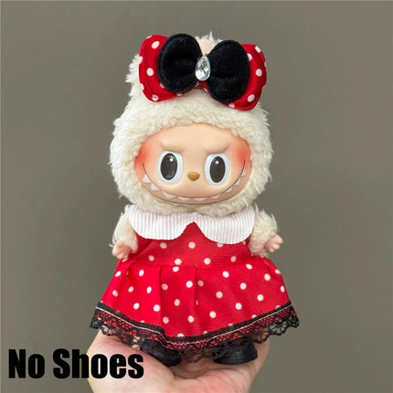 For Labubu Doll 15 17cm Outfit Clothing Cartoon Disney Mickey Minnie Mouse Zootopia Judy and Nick Stitch Goofy Cosplay Clothes ﻿