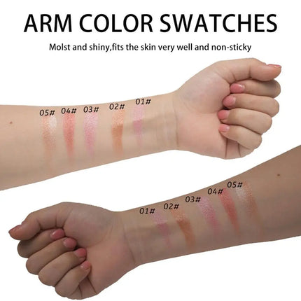 Three Color Pork Belly Highlighter Blush Face Marble Pattern Shimmer All In One Palette Lightweight Silky Texture Long Lasting