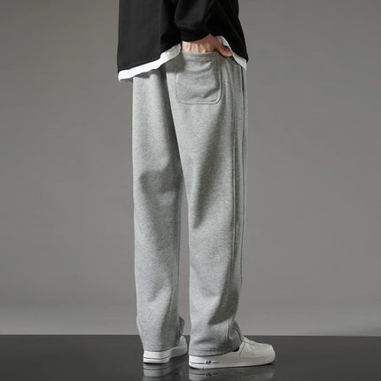 Autumn Men Sweatpants Korean Fashion Sportswear Drawstring Wide Leg Neutral Straight Track Pants Cotton Loose Casual Trousers