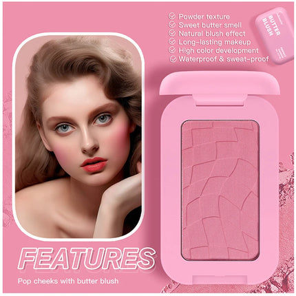 Matte Butter Powder Blush Bronzer Contour Natural Brighten Cheek Tint Rubores Single Color Blusher Rouge Palette Korean Makeup