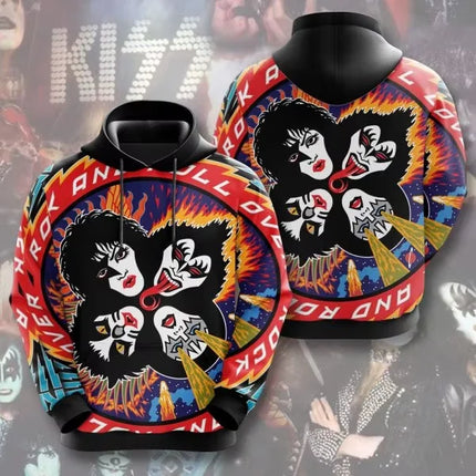 Vintage Kiss Band Graphic 3D Print Autumn/Winter Men Hoodies Casual Oversized Pullover Trend Hoodie Sweatshirt Men Clothing