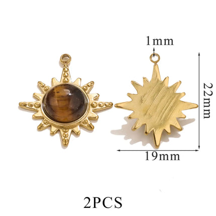 2-5pcs Stainless Steel Water Drop Butterfly Cross Natural Stone Pendant DIY Fashion Jewelry Accessories Manufacturing Supplies