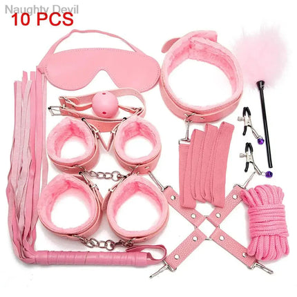 Sex Toy Kit Bondage Restraints Set Adult Toys Sex Toys Anal Plug Handcuffs Whip Gag Kits Sex Toys for Couples