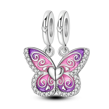 925 Sterling Silver Purple Series Butterfly Aries Gemini Safety Chains Fit Original Bracelet DIY Jewelry Making Gift For Women