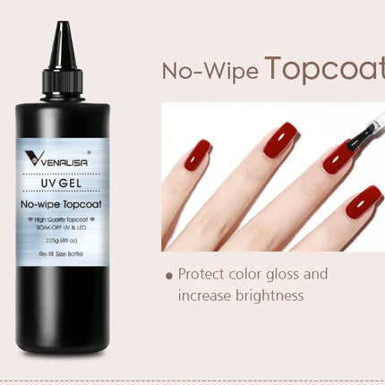30/60ml VENALISA Diamond Long Wear Top Coat Big Volume Refillment Ultra Glossy Non Wipe Anti Yellowing No Burning Extension Gel