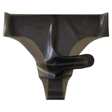 Latex Fetish Underwear Sexy Men Bullet Separation Thong G-Sring Transparent Black Natural Latex Wet Look Lingerie Underpants