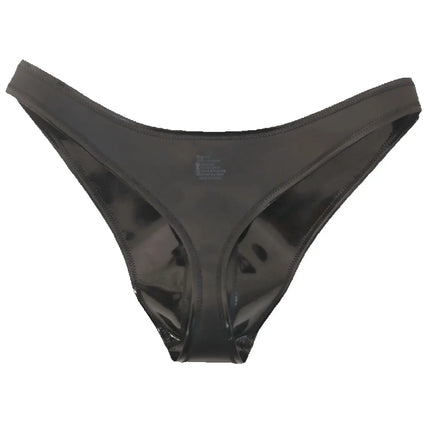 Men's Double-Sided PU Leather Briefs Low Waist Triangle Swim Trunks S-3XL Shirring Triangular Leather Underwear Tight Boxers