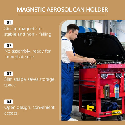 Magnetic Aerosol Can Holder Spray Can Rack Wall Mount Tool-Free Installation Space Saving Organizer for Garage Workshop Kitchen