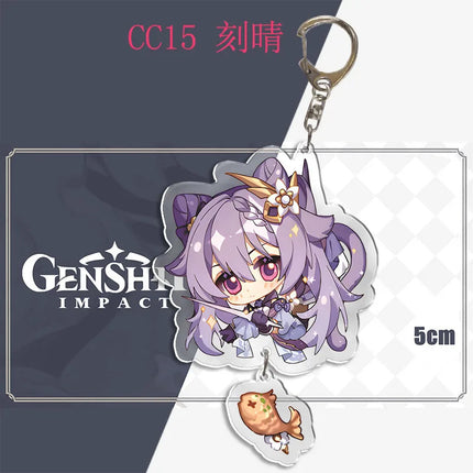 Genshin Impact Keychain Pendant ZhongLi Klee Raiden Shogun Xiao Wendi LingHua Car keyring Women Bag Charms Anime Game key chains