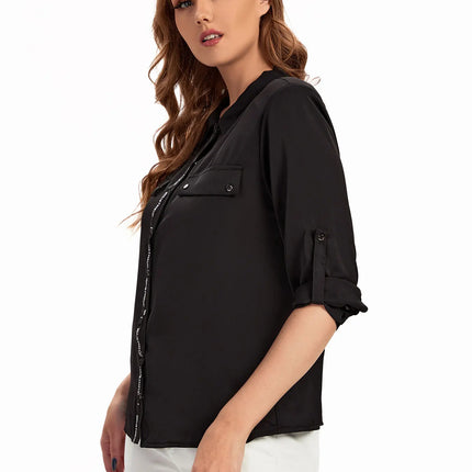 Women Plus Size Woven Spring And Autumn Fashionable Shirt