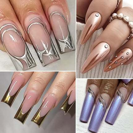 2/3pcs Mirror Metal Gel Nail Polish Set Gold Silver Metallic Painting Drawing Line Gel Semi Permanent Soak Off UV Gel Varnish