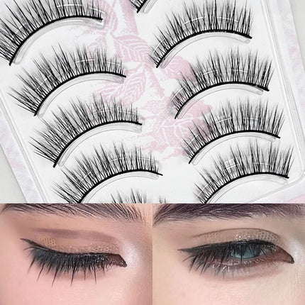 Cosplay makeup false eyelashes one piece hard stem baby straight natural look synthetic fiber strip lashes 7-13mm C curl lash