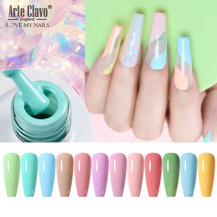 Arte Clavo Colourful Gel Nail Polish Nail Art Gel Varnishes Macaron Color Nail Semi Permanant Soak Off LED UV Gel Nail Varnishes