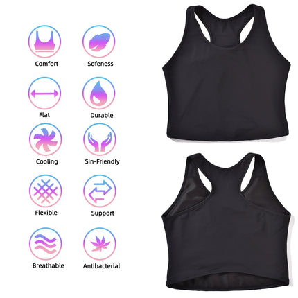 XUJI Transgender FTM Breathable Half Chest Binder Tank Top