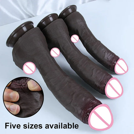 Five Sizes Realistic Dildo Huge Penis Coffee Phallus Long Soft Silicone Suction Cup Anal Sex Toys For Women Vagina Masturbator