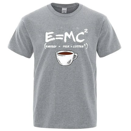Summer Men's T-shirt 100% Cotton Casual Funny Energy=Milk+Coffee Print Men Cool Loose O-neck Tops For Men Short Sleeve Male Tees