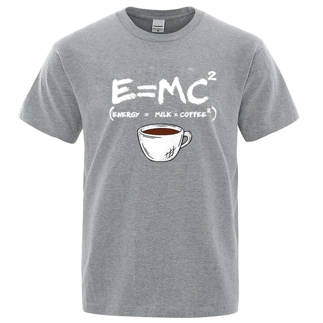 Summer Men's T-shirt 100% Cotton Casual Funny Energy=Milk+Coffee Print Men Cool Loose O-neck Tops For Men Short Sleeve Male Tees