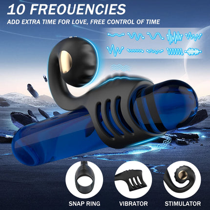 Penis Ring Vibrator Cock Ring Sleeve Snail-Shaped 10 Modes Remote Control Penis Sleeve Clit G-Spot Vibrators Sex Toys for Man
