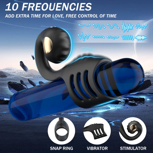 Penis Ring Vibrator Cock Ring Sleeve Snail-Shaped 10 Modes Remote Control Penis Sleeve Clit G-Spot Vibrators Sex Toys for Man