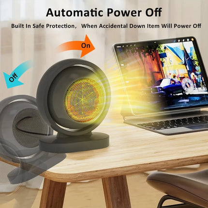 PTC Hot Air Heater Desktop Portable Blower Fan for Home Office Bathroom Personal Heating Electric Warmer