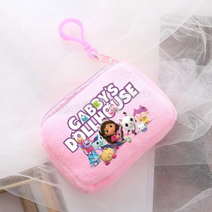 Kawaii Gabby Dollhouse Coin Purse Cute Anime Cat Headset Mini Bag Child Birthday Gifts Keychain Pendant Bags Cartoon Girl Wallet