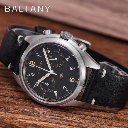 Baltany 39mm Quartz Watch Man S5044 Military Chrono RAF 6BB Homage Watch Multifunction Stainless Steels Chronograph Watches