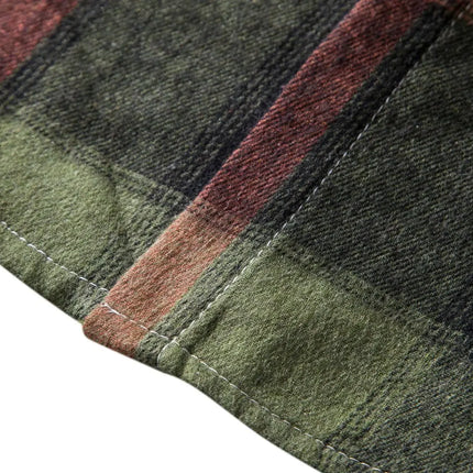 Autumn Hot Sale Of The Season Men's Plaid Hooded Casual Shirt Independent Station Cross-Border Checkered Hoodie Style Floral Patchwork