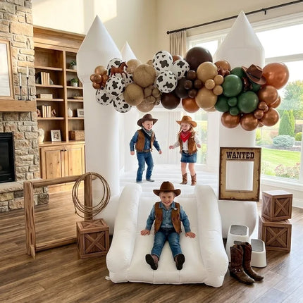 VANCEN Oxford 6FT White Bounce House with Slide Elegant Party Decoration Easy Setup Bouncy castle Structure for kids Birthdays And Events