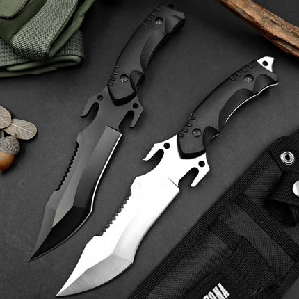 Handmade Damascus Steel Straight Knife, Multifunctional Outdoor Companion Knife