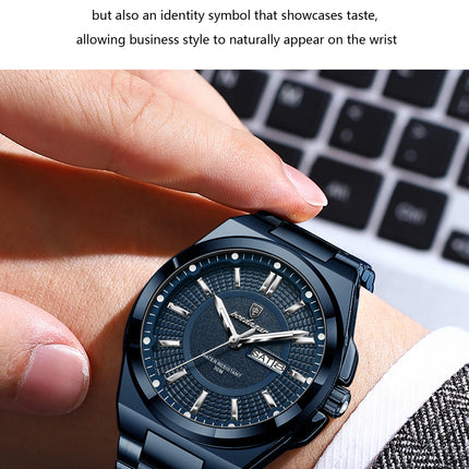 POEDAGAR Top Business Men Wristwatch Stainless Steel Waterproof Luminous Casual Man Watch Date Week Stylish Men's Quartz Watches