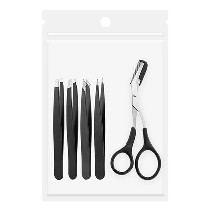 Eyebrow tweezer & eyebrow scissors set, stainless steel multifunctional eyebrow & facial hair trimming beauty, eye styling tool