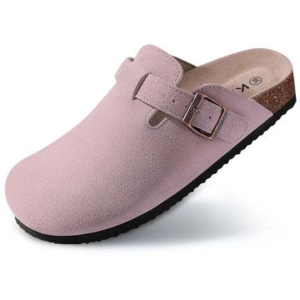 Kidmi New Women Clogs Men Clogs Suede Slippers Fashion Cork Footbed Leather Slippers Classic Mules Soft Antiskid House Slippers