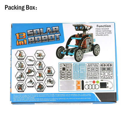 13 in 1 Solar Powered Robot Science Kit DIY Building Blocks Gift for Kids Electronic DIYs Creative Educational Assembly Toys