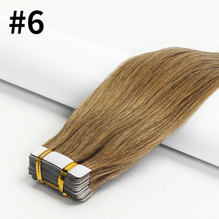 Tape In Human Hair Extensions Natural Straight Hair Extensions 1B Black Brown Blonde 100% Remy Skin Weft Adhesive Glue On