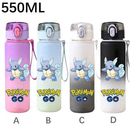 550ML Pokemon Sports Water Bottle Pikachu Mewtwo Gengar Eevee Portable Cartoon Drinking Cup Outdoor Hiking Gym Fitness Jugs