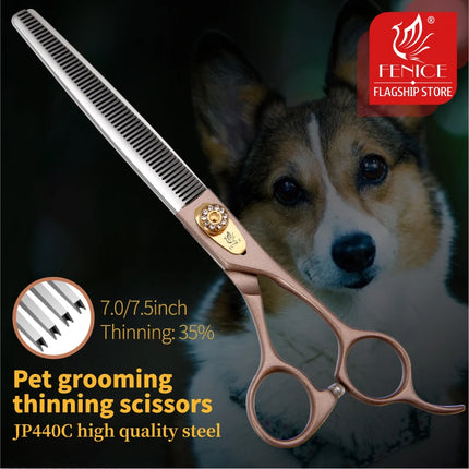 Fenice Professional JP440C 7/7.5/8 inch Pet Dog Grooming Chunker Scissors Thinning Shears Tijeras Tesoura Thinning Rate 35%/75%