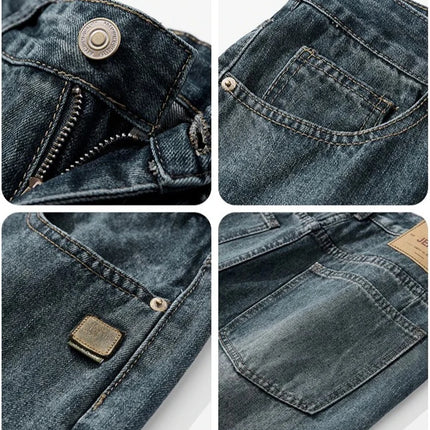 Spring Autumn American Retro Straight Jeans Men Streetwear Korean Fashion Loose Baggy Wide Leg Denim Pants Male Casual Trousers
