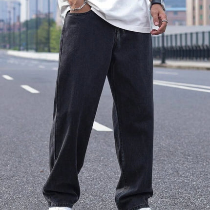 2025 New Men's Casual Long Jeans, Classic Men's Straight-Leg Jeans & Wide-Leg Jeans, Solid Color