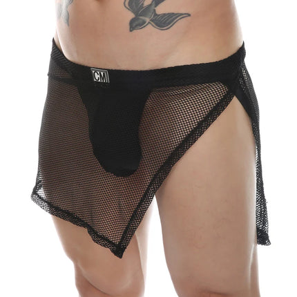 Mesh Hollow Sides Open Mini Panties See-Through Transparent Hip-Baring Thong Open Crotch Dress Bdsm Fetish Adult Erotic Costumes