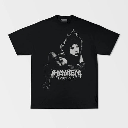 Street Hip Hop American Rapper Singer Lady Gaga Print T-shirt Oversized Y2k Women Men Casual Cotton Harajuku Female Short Sleeve